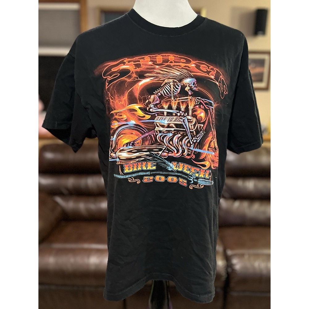 Vintage Hanes 2005 Sturgis Motorcycle Rally Biker T-Shirt Unisex Size L